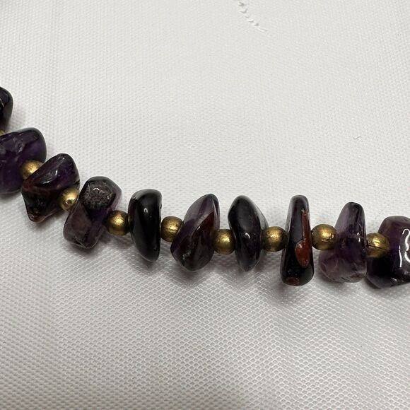 Vintage Amethyst Necklace Polished Gemstone Chip Bead Chunky 18" - Picture 12 of 16
